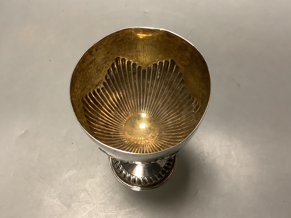 A George III demi fluted silver goblet, maker I.D.London, 1773?, height, 16.4 cm 8 oz.